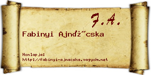 Fabinyi Ajnácska névjegykártya